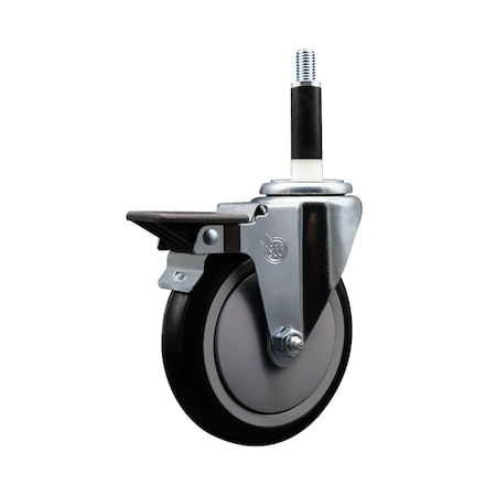 Service Caster 5'' Black Poly Swivel 7/8'' Expanding Stem Caster with Brake SCC-EX20S514-PPUB-BLK-PLB-78